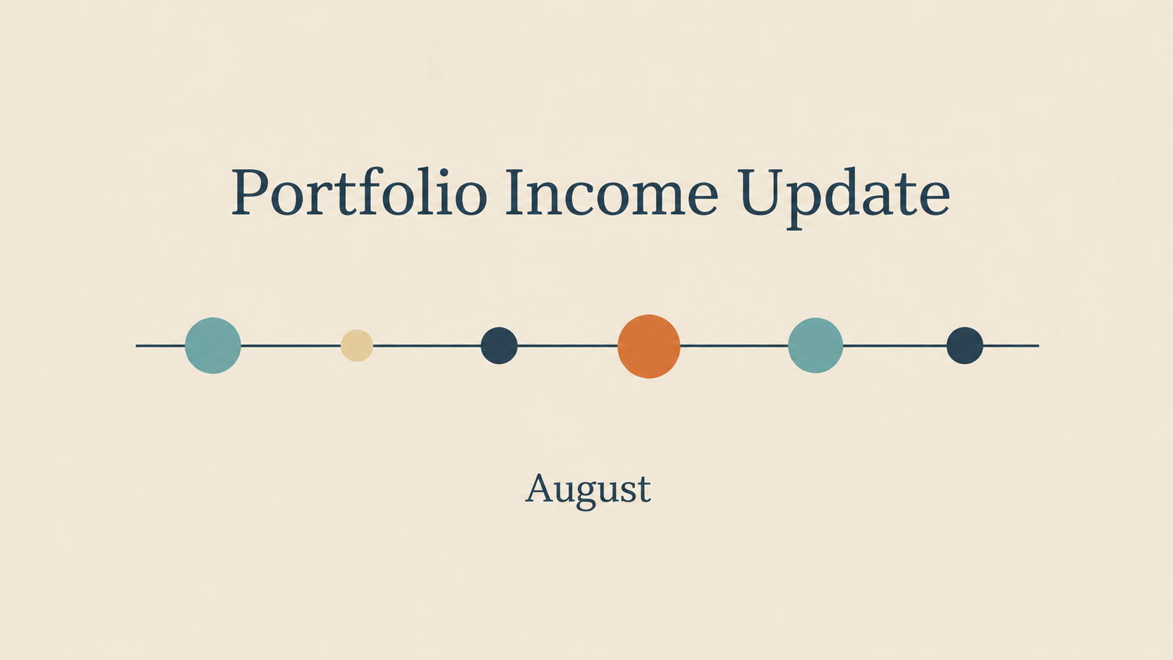 August 2026 Portfolio Income Update Portfolio Income Update for August 2026 featuring the 9M Investments color palette and monthly income series design.