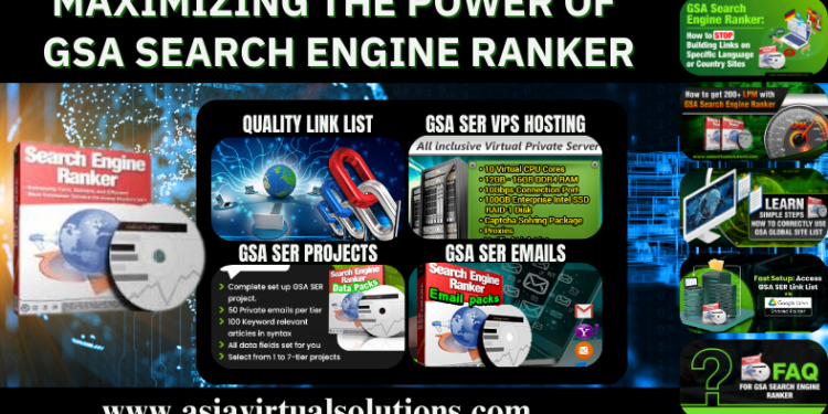 Memaksimumkan Kuasa GSA Search Engine Ranker: Panduan Komprehensif 1 Grafik promosi untuk Memaksimumkan Kuasa GSA Search Engine Ranker menampilkan perkhidmatan seperti pembinaan pautan, pengehosan VPS, projek dan e-mel, dengan URL laman web asiavirtualsolutions.com.