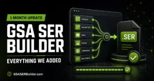 Asia Virtual Solutions 33 GSASERBuilder one-month update featuring multilingual content, bulk GSA SER projects, SEO-ready pages, tier options, and affiliate rewards.