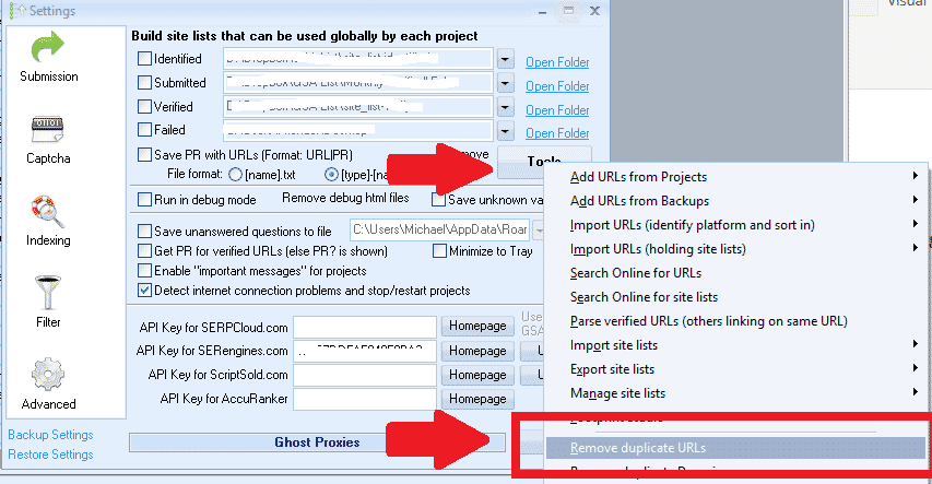 GSA Search Engine Ranker 3 のメンテナンスのヒント GSA 検索エンジンランカー - 重複 URL を削除