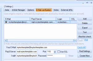 How To Create a GSA Search Engine Ranker Project Template 6 GSA Search Engine Ranker Project Template - email tab