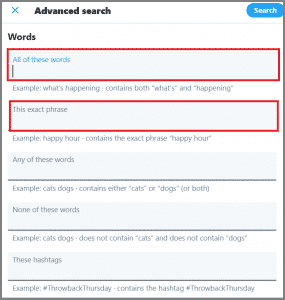 Twitter advanced search Twitter advanced search