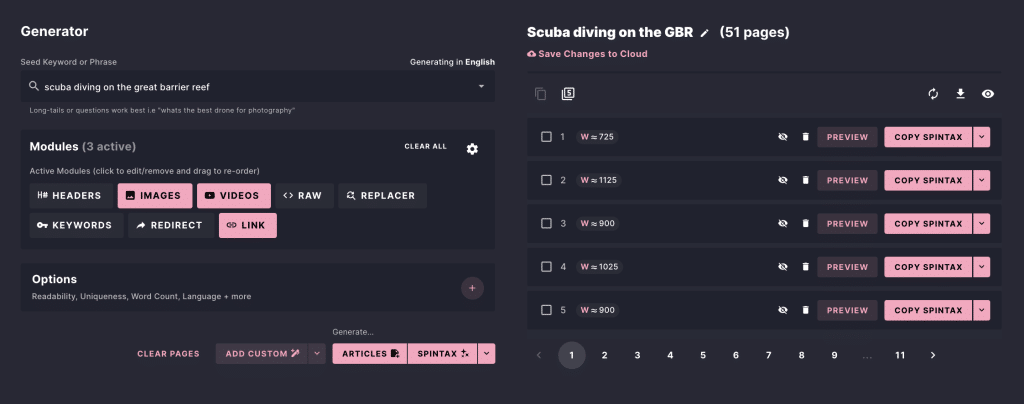 Đánh giá Menterprise: Công cụ tạo nội dung tốt nhất từ trước đến nay? 3 Màn hình hiển thị các tùy chọn cấu hình cho trình tạo nội dung doanh nghiệp.