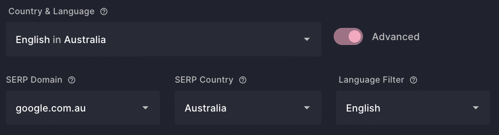 Đánh giá Menterprise: Công cụ tạo nội dung tốt nhất từ trước đến nay? 8 Màn hình đen hiển thị cài đặt ngôn ngữ tìm kiếm cho Menterprise.