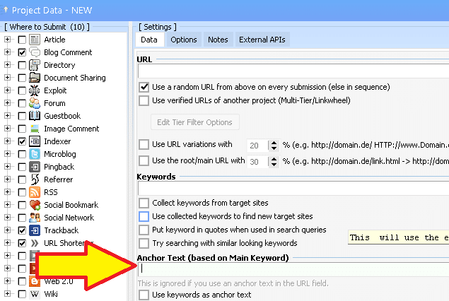 GSA Search Engine Ranker 5를 사용하여 RSS 피드를 홍보하는 방법 GSA 앵커 텍스트