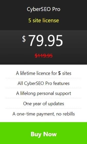 CyberSEO Pro - 5 Site Licence CyberSEO Pro - 5 Site Licence