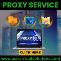 GSA 검색 엔진 순위 상승 도구용 프록시 아시아 버추얼 솔루션즈의 프록시 서비스 홍보 이미지. 노트북 화면에 '프록시" 표시와 보안 및 개인정보 보호 관련 아이콘이 등장합니다. 텍스트에는 "프록시 서비스"라는 문구와 웹사이트 URL이 포함되어 있습니다.
