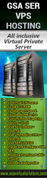 GSA Search Engine Ranker VPS (160x600) - 4 49 Discover powerful GSA SER VPS hosting with dual servers at AsiaVirtualSolutions.com. Enjoy robust features like multiple CPU cores, abundant RAM, high-speed SSD storage, and reliable proxies. Elevate your search engine ranking efficiently today!.