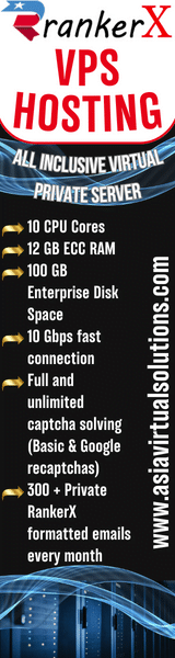 RANKERX VPS HOSTING (160x600) - 2 26 A vertical banner advertisement for RankerX VPS Hosting services with listed features such as 10 CPU cores, 100 GB RAM, and other technical specifications.
