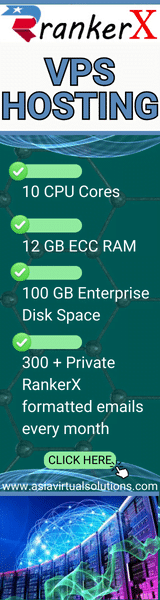 RANKERX VPS HOSTING (160x600) - 3 27 Vertical banner ad for VPS hosting RankerX featuring specifications for a hosting plan which includes 12 GB ECC RAM, 100 GB enterprise disk space, 300+ private rakeback deals.