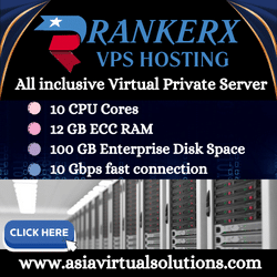 RANKERX VPS HOSTING (250x250) - 4 11 An advertisement for RANKERX VPS hosting featuring server racks, highlighting 10 CPU cores, 12 GB ECC RAM, and a 10 Gbps fast connection.