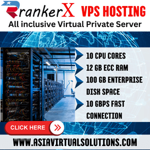 RANKERX VPS HOSTING (300x300) - 3 14 Advertisement for RankerX VPS Hosting featuring a server room with specs such as 10 CPU cores, 100 GB ECC RAM, and 10 Gbps connection speed.