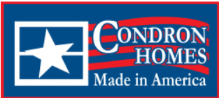 Unknown-2 A logo with a white star in a blue square, red stripes, and the text "CONDRON HOMES Made in America.