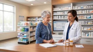 Medicare Parts A, B, C, & D Explained: Understanding Your Options Without the Confusion 2 pharmacist consulting senior patient prescriptions