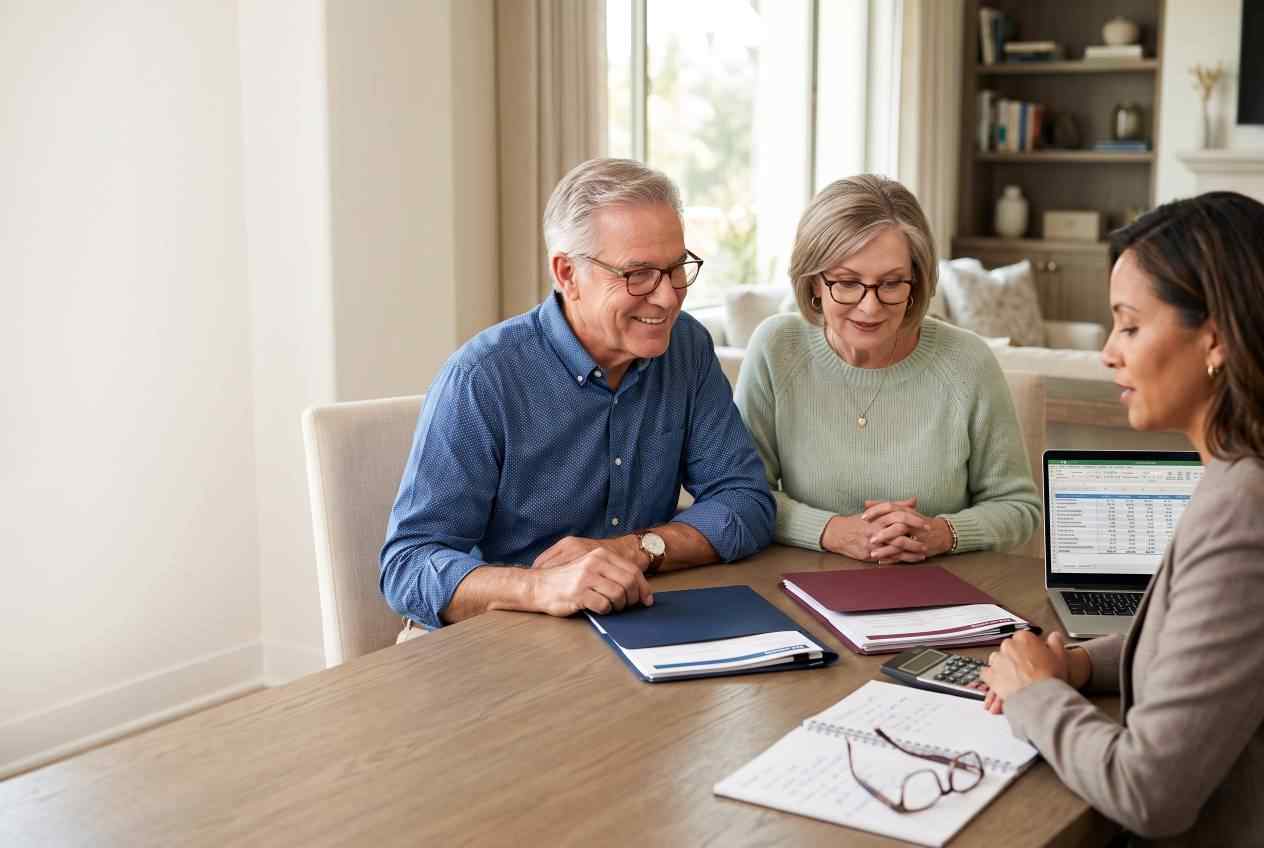 senior-couple-consulting-medicare-advisor-home senior couple consulting medicare advisor home