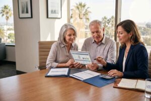 Medicare Plan G vs. Plan N: Which Medigap Plan Saves You More Money Long-Term? 3 senior couple financial advisor tablet meeting