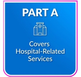 Medicare-Part-A-Blue A blue box with the words part a covered hospital-related services.