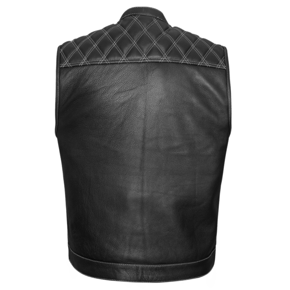 high mileage mens leather club vest | american flag | zipper