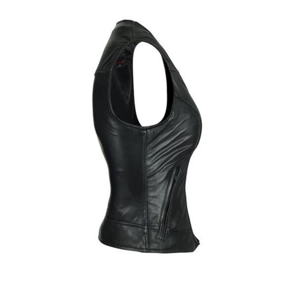 high mileage womens leather motorcycle vest