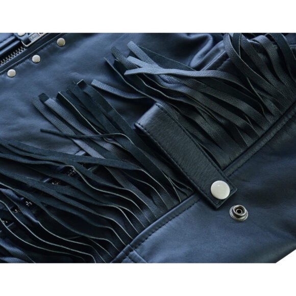 high mileage roxy ladies black vest | fringes | rivets