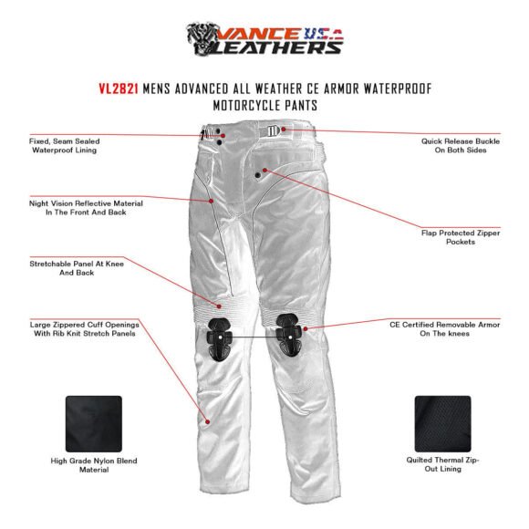 mens advanced ce armor waterproof motorcycle pants