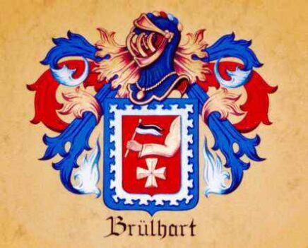 Un blason avec le mot brülhart dessus. Un blason avec le mot brülhart dessus.