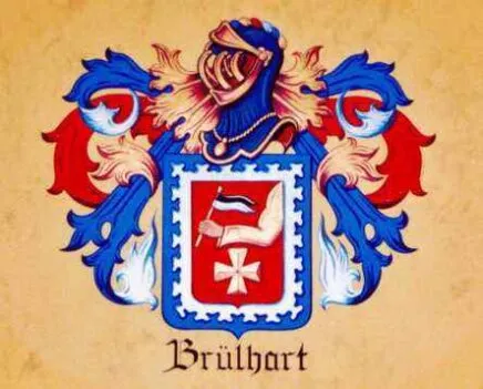 Un blason avec le mot brülhart dessus. Un blason avec le mot brülhart dessus.