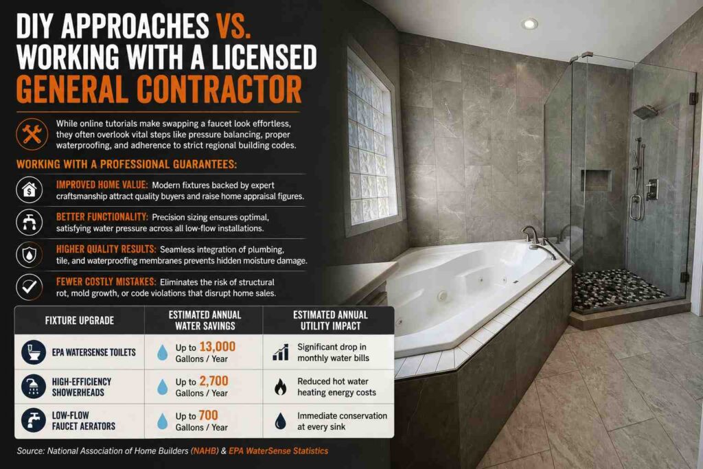 Efficient Upgrades: Water-Saving Bathroom Features That Help Lower Utility Bills 2 DIY Approaches vs. Working with a Licensed General Contractor