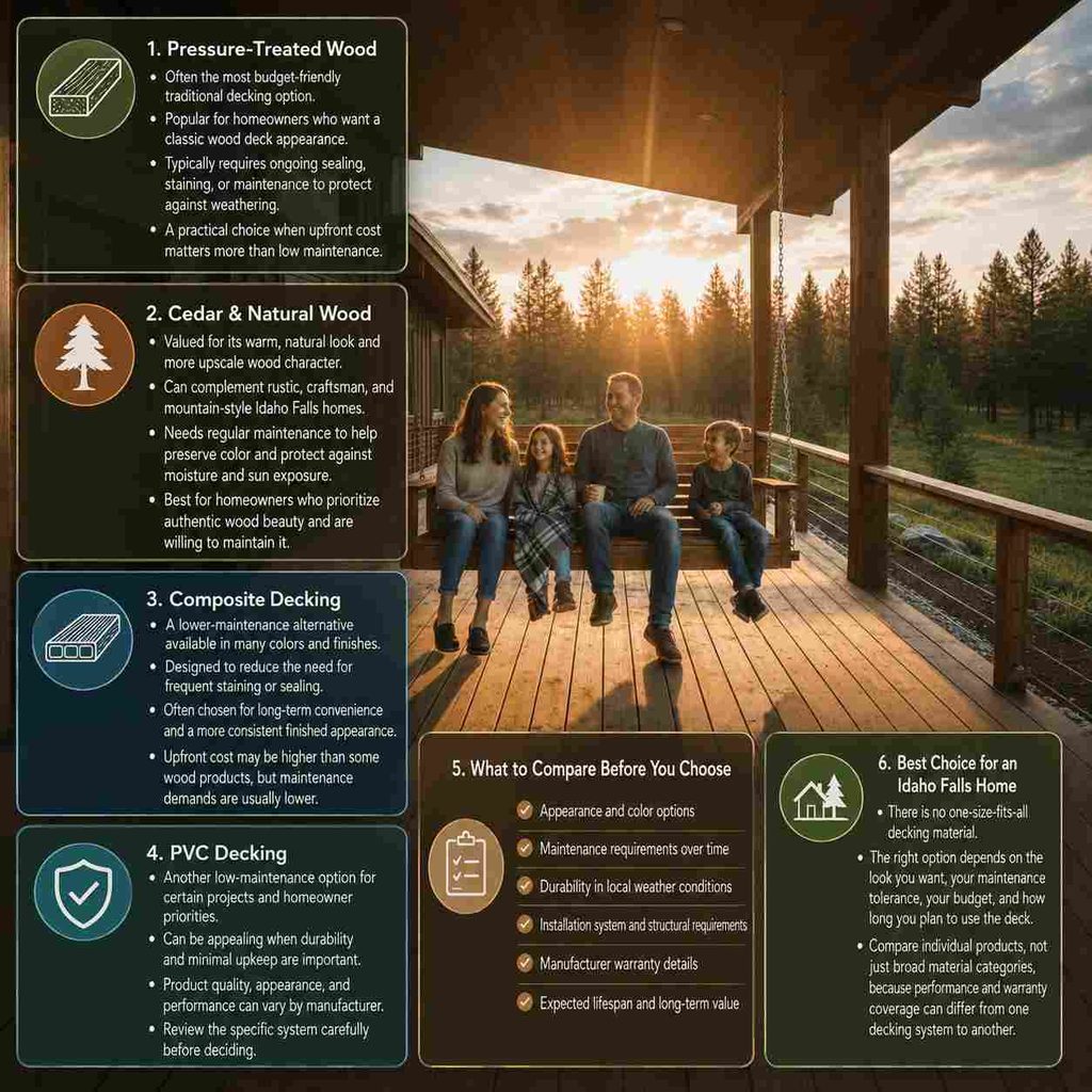 Deck Building in Idaho Falls: Materials, Costs & What to Expect 3 What Deck Materials Are Best for an Idaho Falls Home