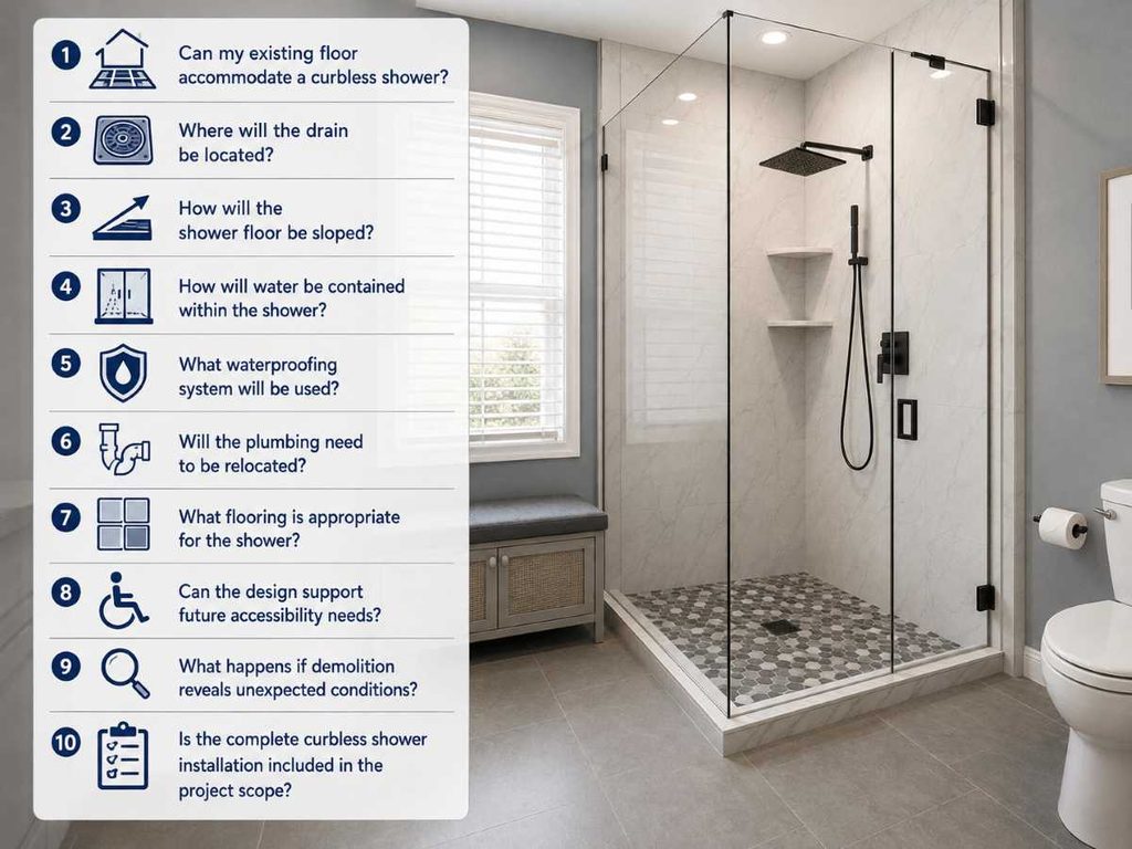 Curbless Walk-In Showers: The Feature Every Luxury Bathroom Remodel Needs 5 What Should Homeowners Ask Before Choosing a Curbless Shower