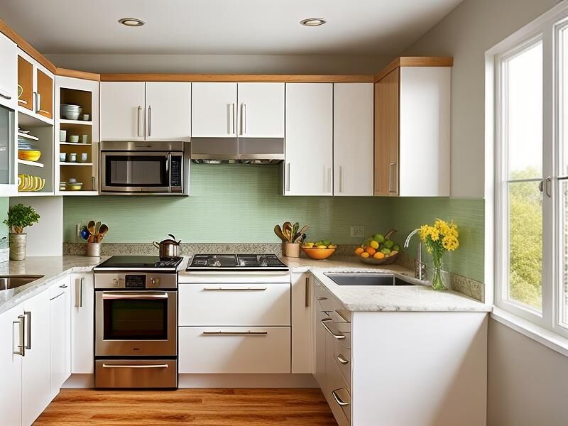 Elegant Modern kitchen Bright modern kitchen with elegant open shelves