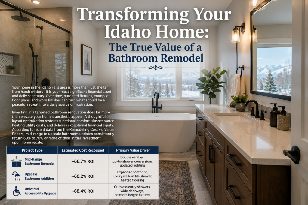 Maximize Your Investment: What Adds the Most Value to an Idaho Bathroom Remodel? 1 What Adds the Most Value to an Idaho Bathroom Remodel 2 1