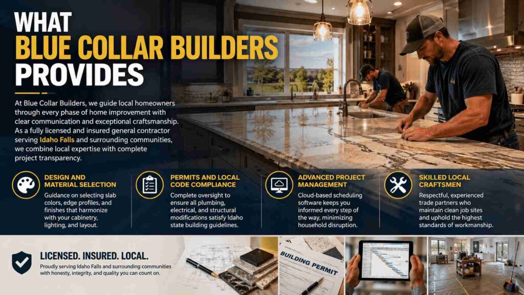 Quartz vs. Granite Countertops: Which Is Better for Your Idaho Kitchen? 3 What Blue Collar Builders Provides