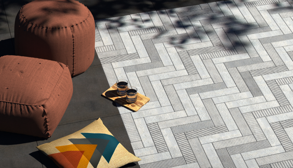 5 Modern Pavers: Elevating Outdoor Living with Style 3 Empire-style pavers reimagine the classic herringbone pattern with a more creative, modern layout, adding movement, texture, and a distinctive architectural presence to outdoor spaces.