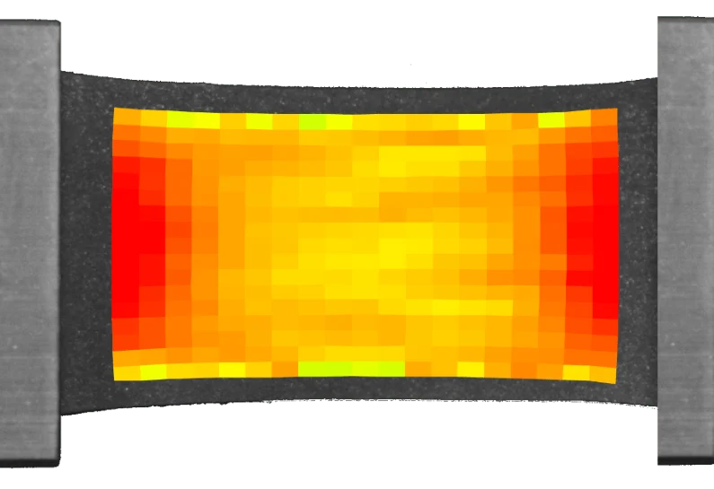 Non-contact strain measurement setup for tensile testing of soft biomaterials