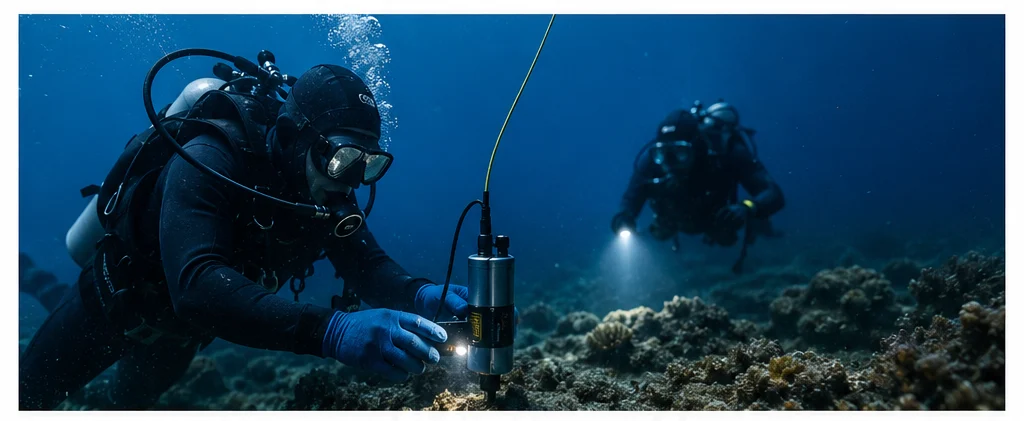 Divers in deep sea