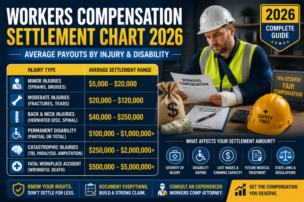 Workers Compensation Settlement Chart 2026 — Average Payouts by Injury