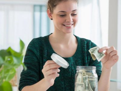 Woman Saving Money.