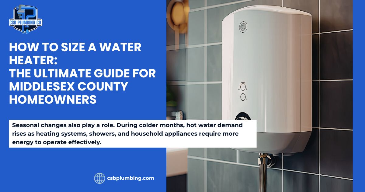 OG image for a blogpost How to Size a Water Heater The Ultimate Guide For Middlesex County Homeowners.
