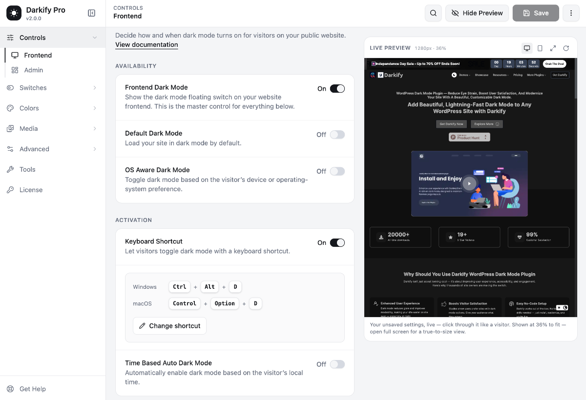 Darkify Live Preview
