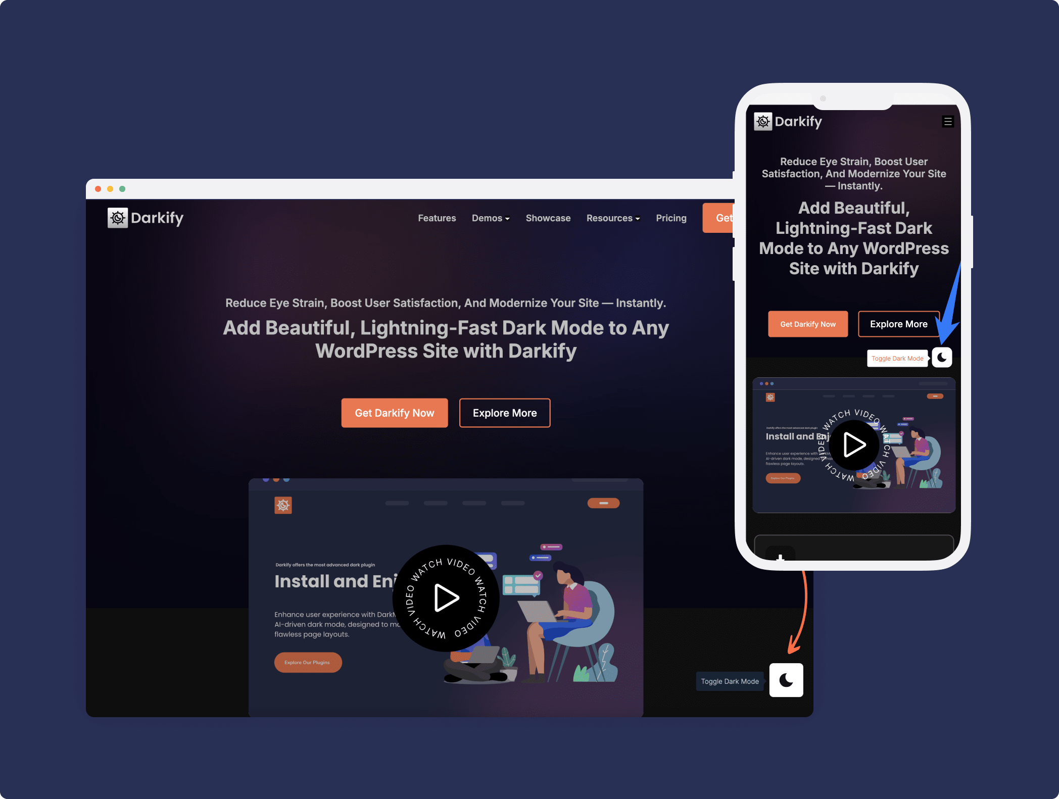 Position your dark mode switch exactly where you want it on your WordPress site - Darkify Plugin