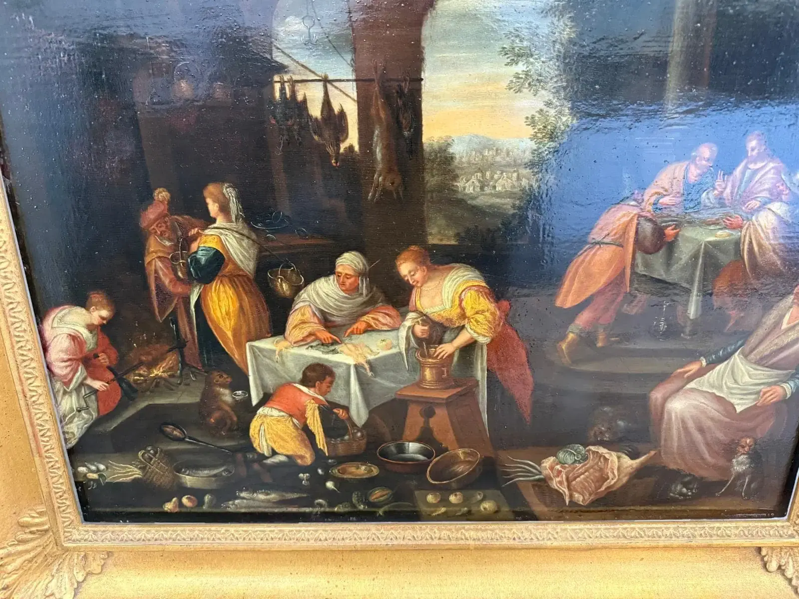 Scène de cuisine dans une peinture du XVIIe siècle.