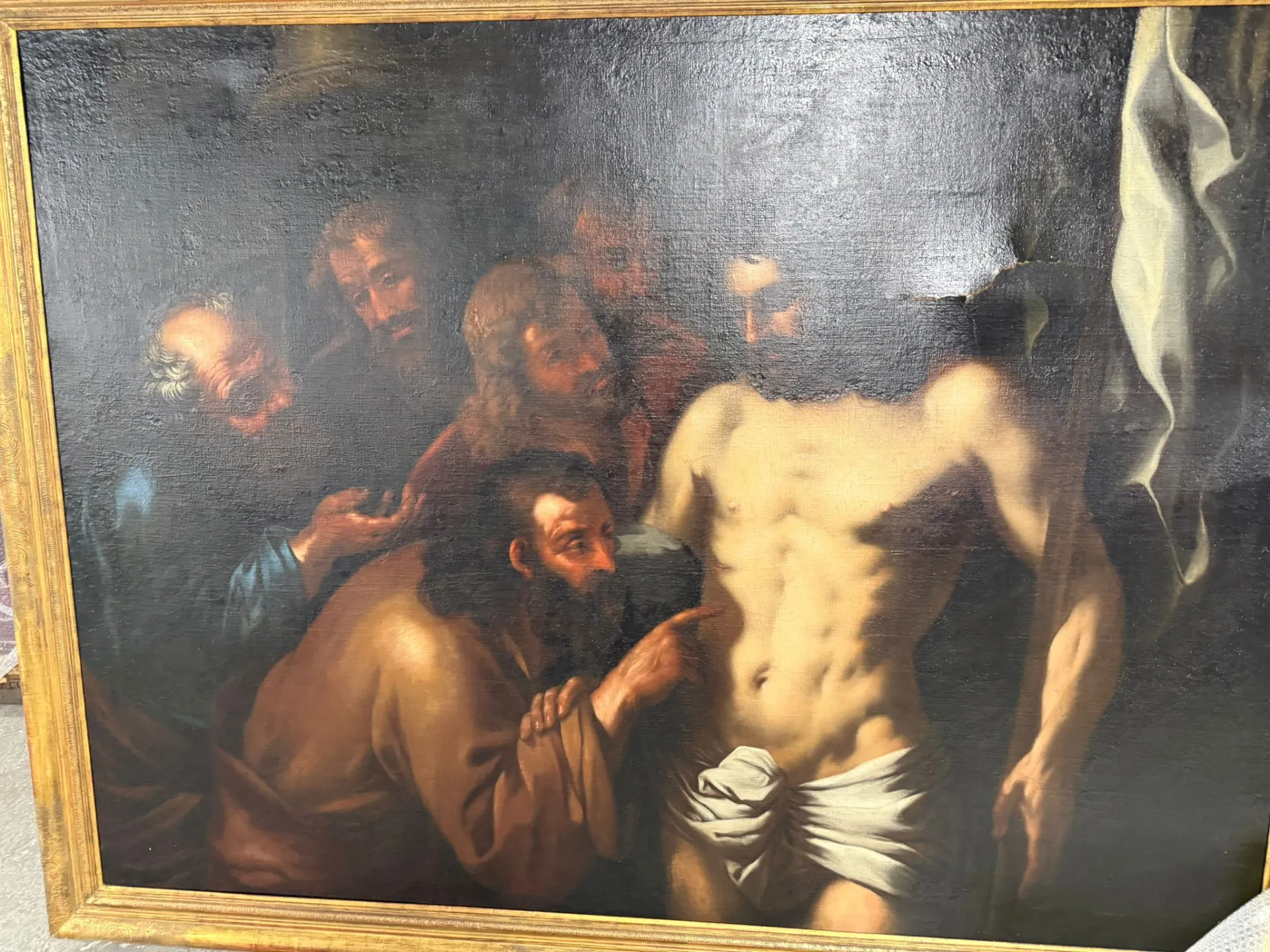 Tableau religieux avec scène de résurrection
