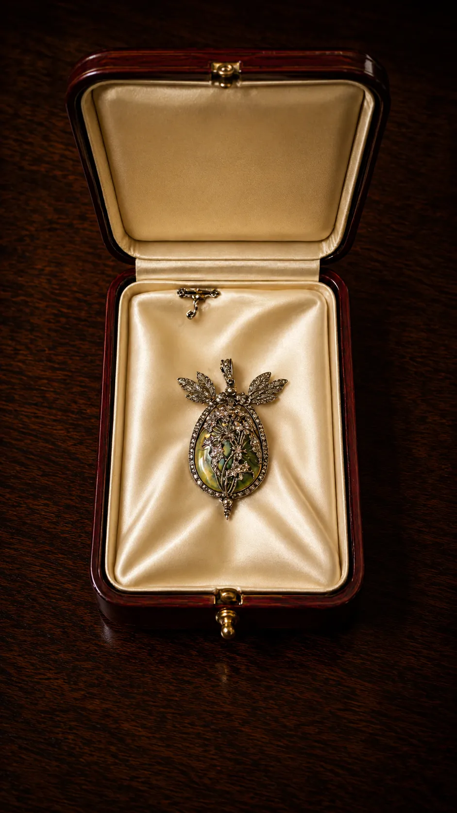 Pendentif ancien dans écrin en satin