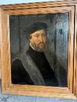 Portrait ancien d’un homme barbu en habit sombre