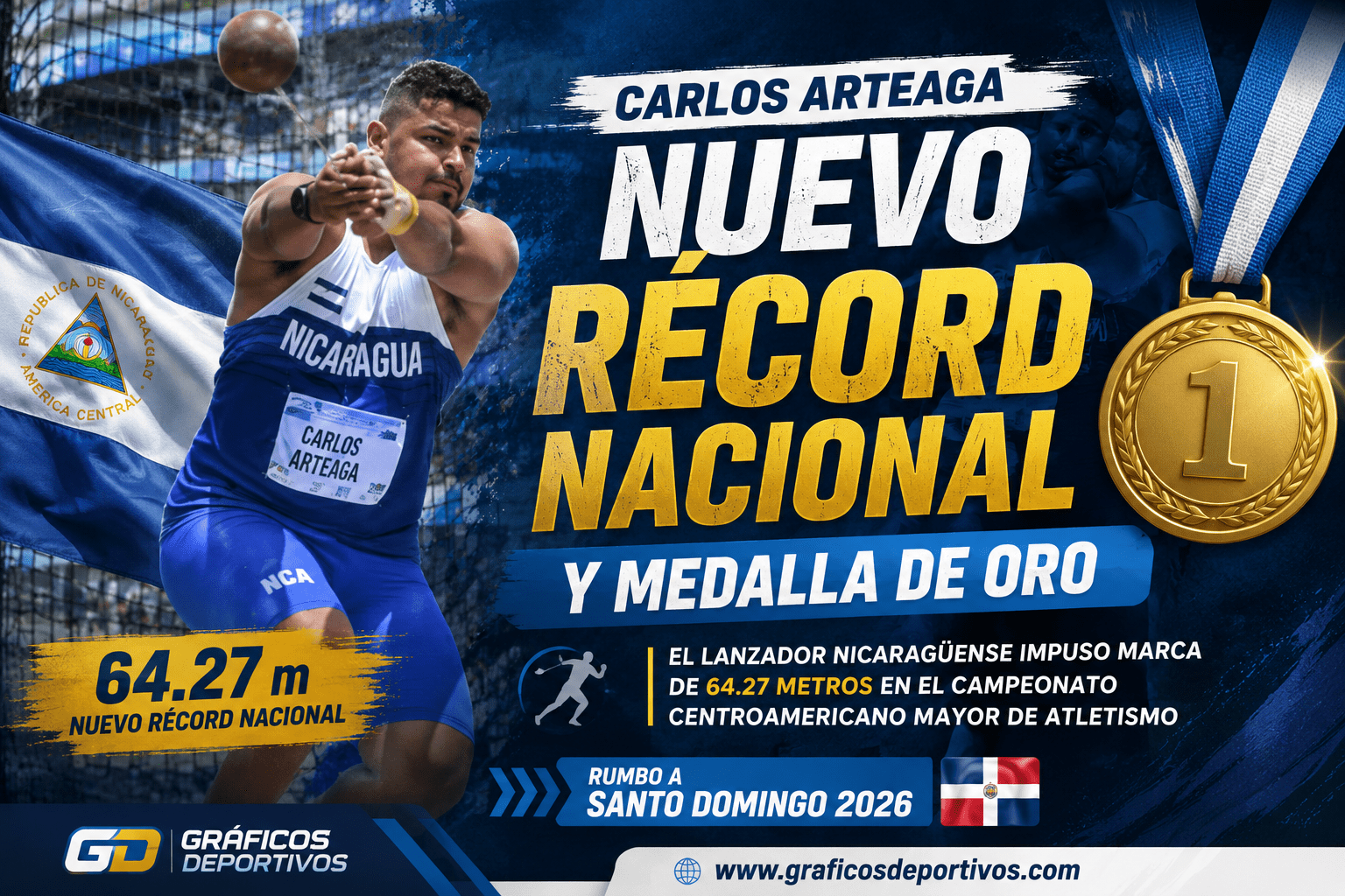 Carlos Arteaga conquista oro, rompe récord nacional y clásifica a Santo Domingo 2026