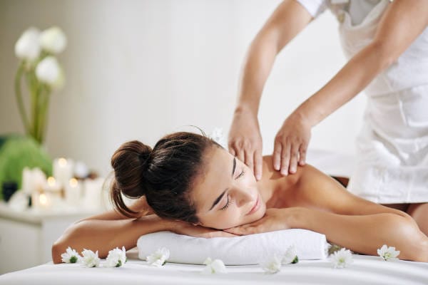 Newport Beach, CA 1 Woman getting back massage