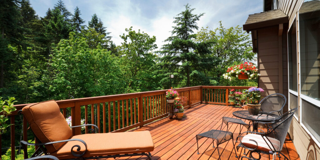 Beautifully coated deck showcasing the benefits of professional deck coating for lasting protection and improved appearance.