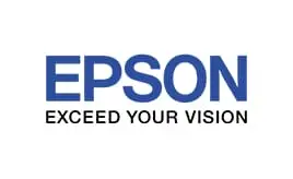 Epson logo on a white background, representing the brand's partnership with JSC Systems.