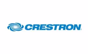 Crestron logo on a transparent background, part of JSC Systems' partner showcase.